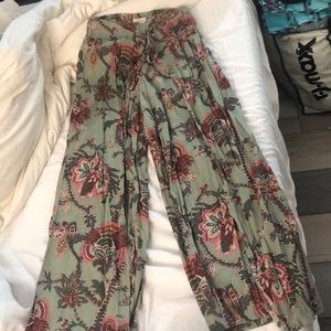 Light green floral flowy pants